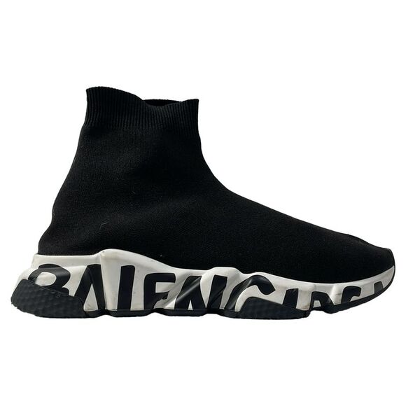 Balenciaga Logo Sole Speed Sneakers in Black Polyester - Picture 1 of 10